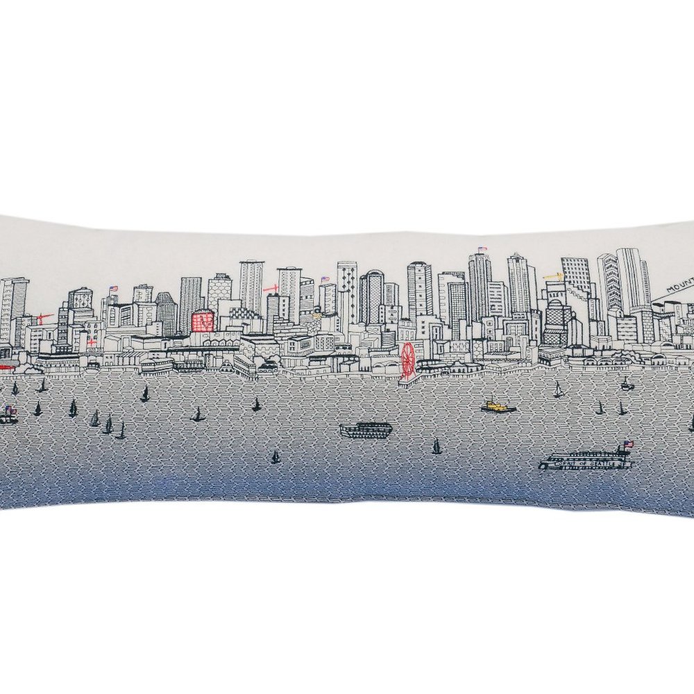 Seattle Embroidered Skyline Pillow